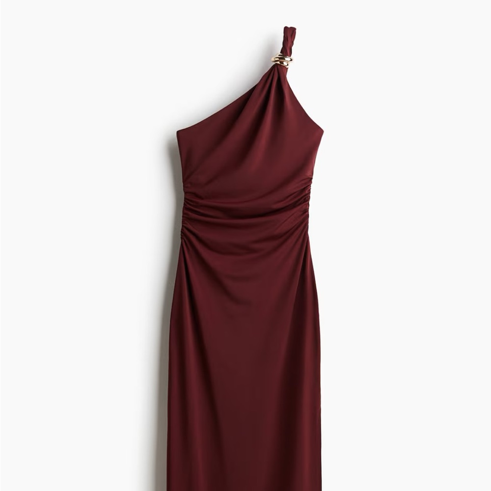 H&M One-Shoulder Burgundy Dress